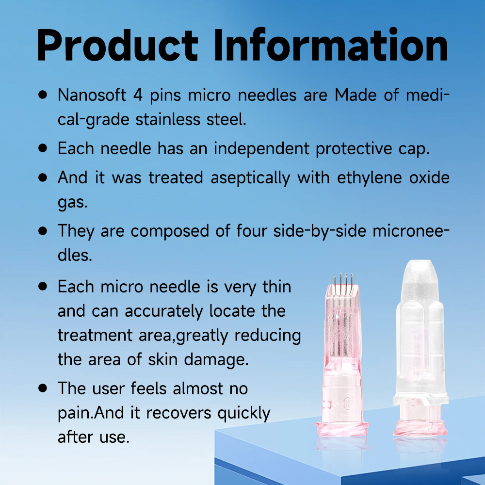 Medical grade Nanosoft 4 pin for facial whitening and anti-aging around the eyes and neck.