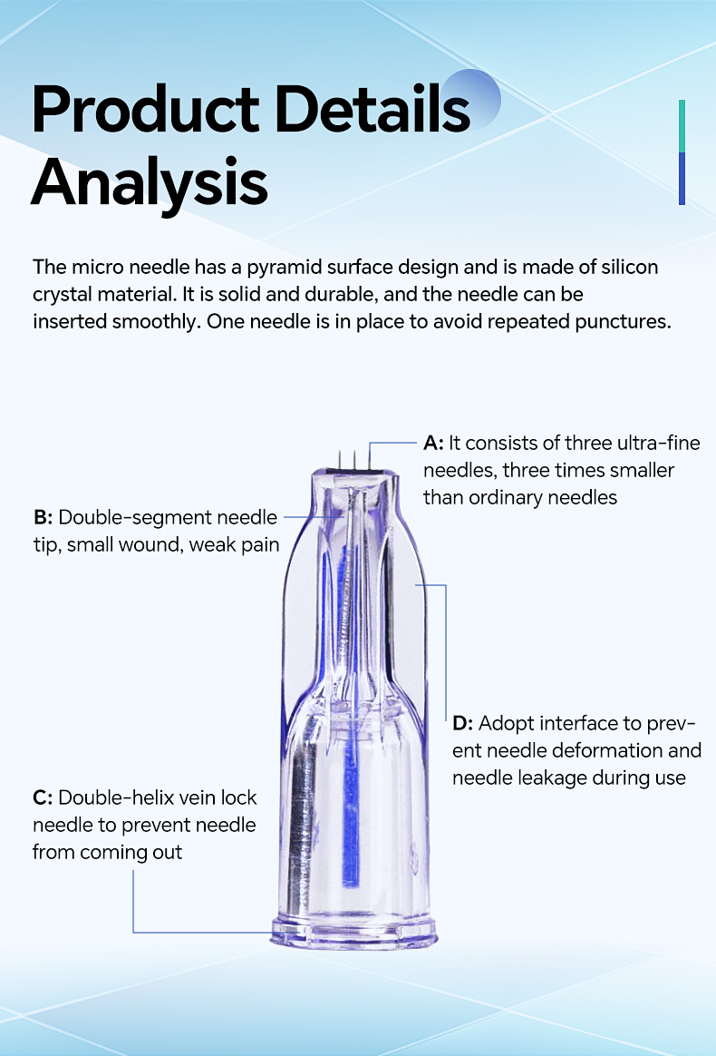 Nanosoft 3pin Microneedle 34G Disposable Sterile Microneedles for Skinbooster Injection