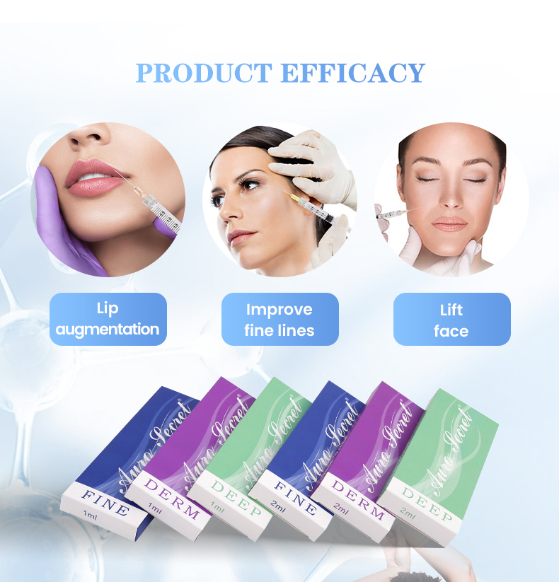 Auro Secret Hyaluronic Acid Filler for Lip Filler Under Eye Nasolabial Folds Cheek Filler